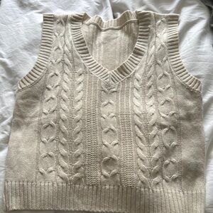 Shein Cream Cable Knit Sweater Vest